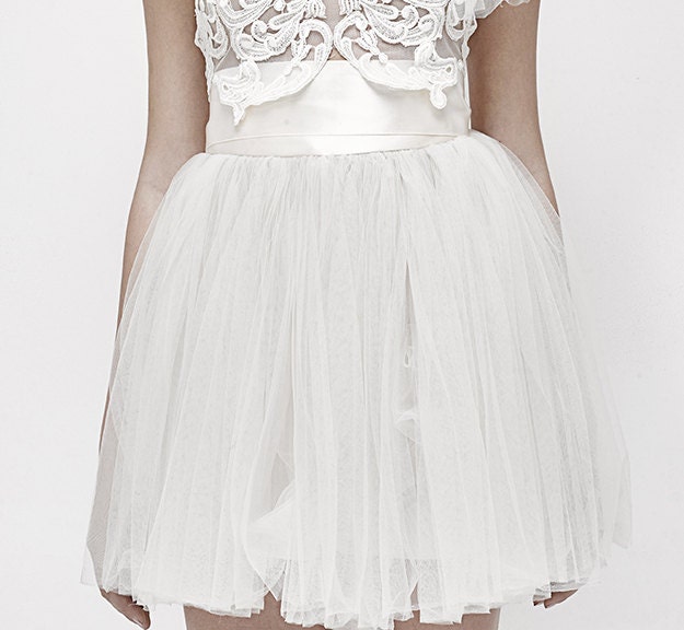 Tulle Wedding Skirt Tutu with Satin Ribbon Short tulle dress | Etsy