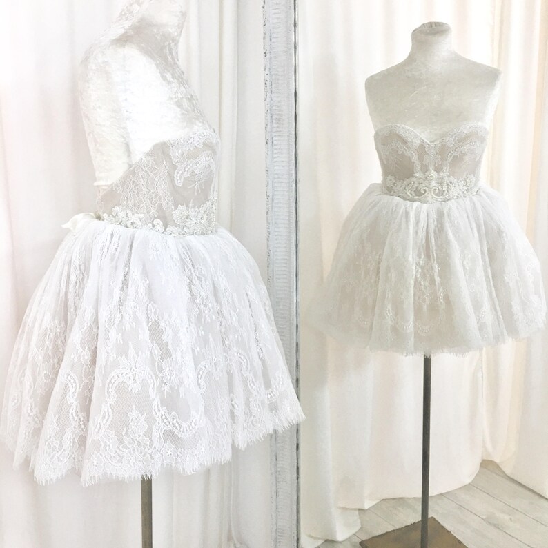 Short Wedding Dress Short Lace Wedding Dress Beach Wedding Etsy
