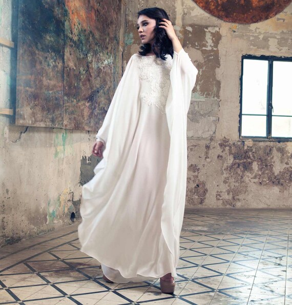 white bridal kaftan