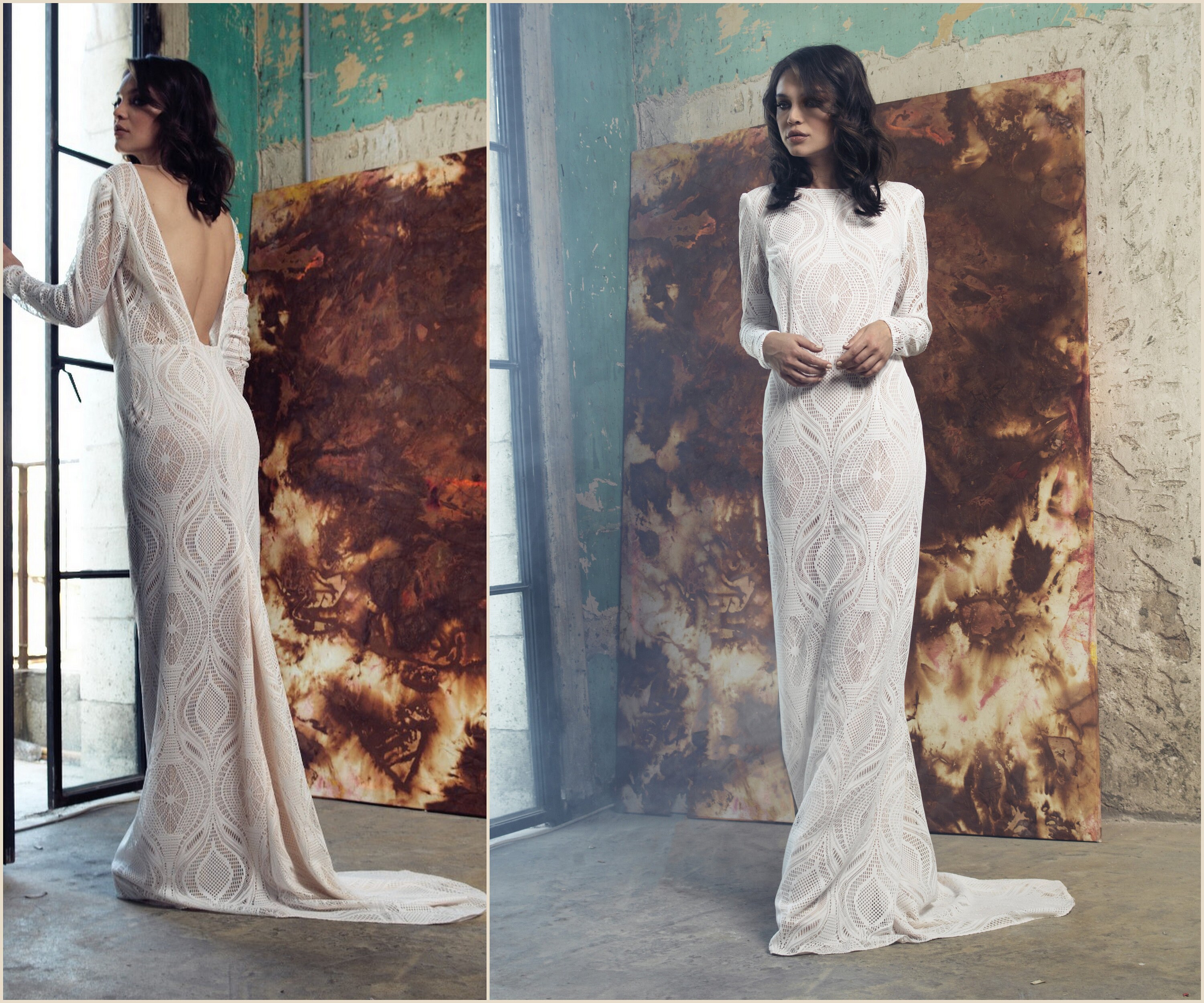 Long Sleeve Lace Wedding Dress Vintage Style Wedding Dress Etsy