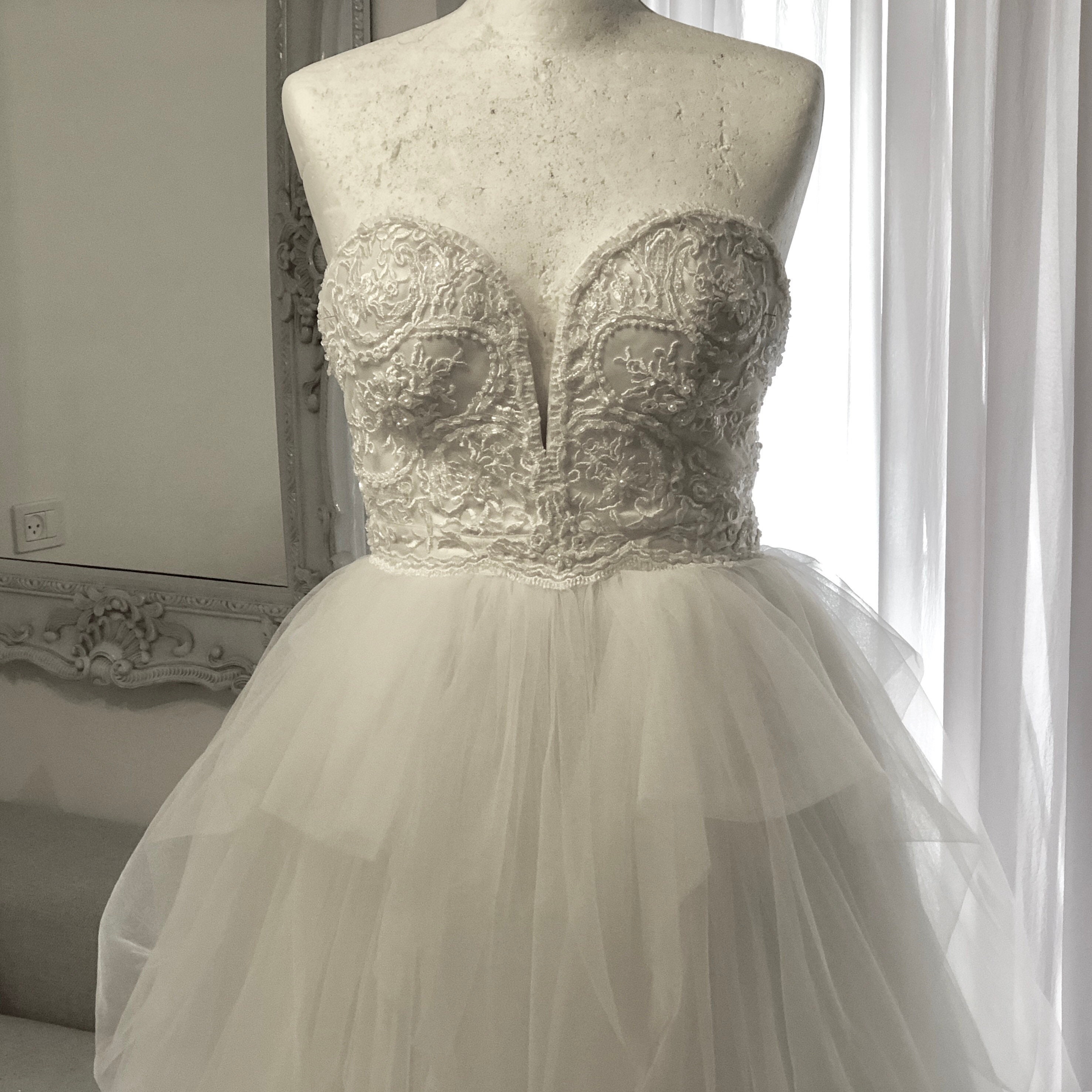 Bohemian Unique Tulle Skirt Custom Wedding Dress With | Etsy