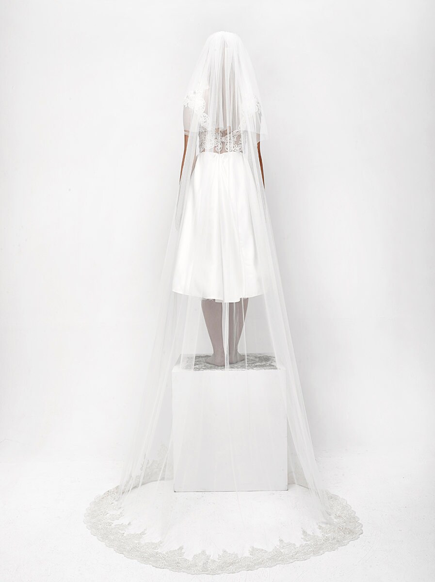 Cathedral Wedding Veil Light Ivory Veil Lace bridal veil Etsy