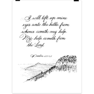 Psalm 121 Pilot Mountain NC | Natychmiastowe pobranie cyfrowe | Oryginalna sztuka i kaligrafia | Sztuka do druku