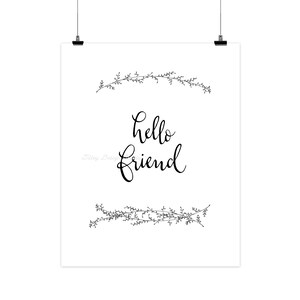 Bonjour ami | téléchargement immédiat | artistique pour carte de voeux en calligraphie | oeuvre d'art imprimable