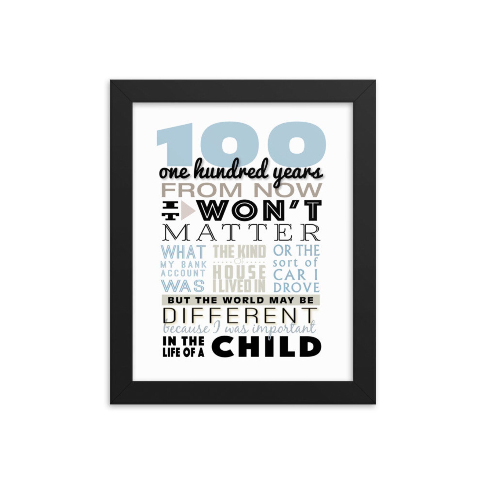 100 years from now poem typography framed art print Etsy