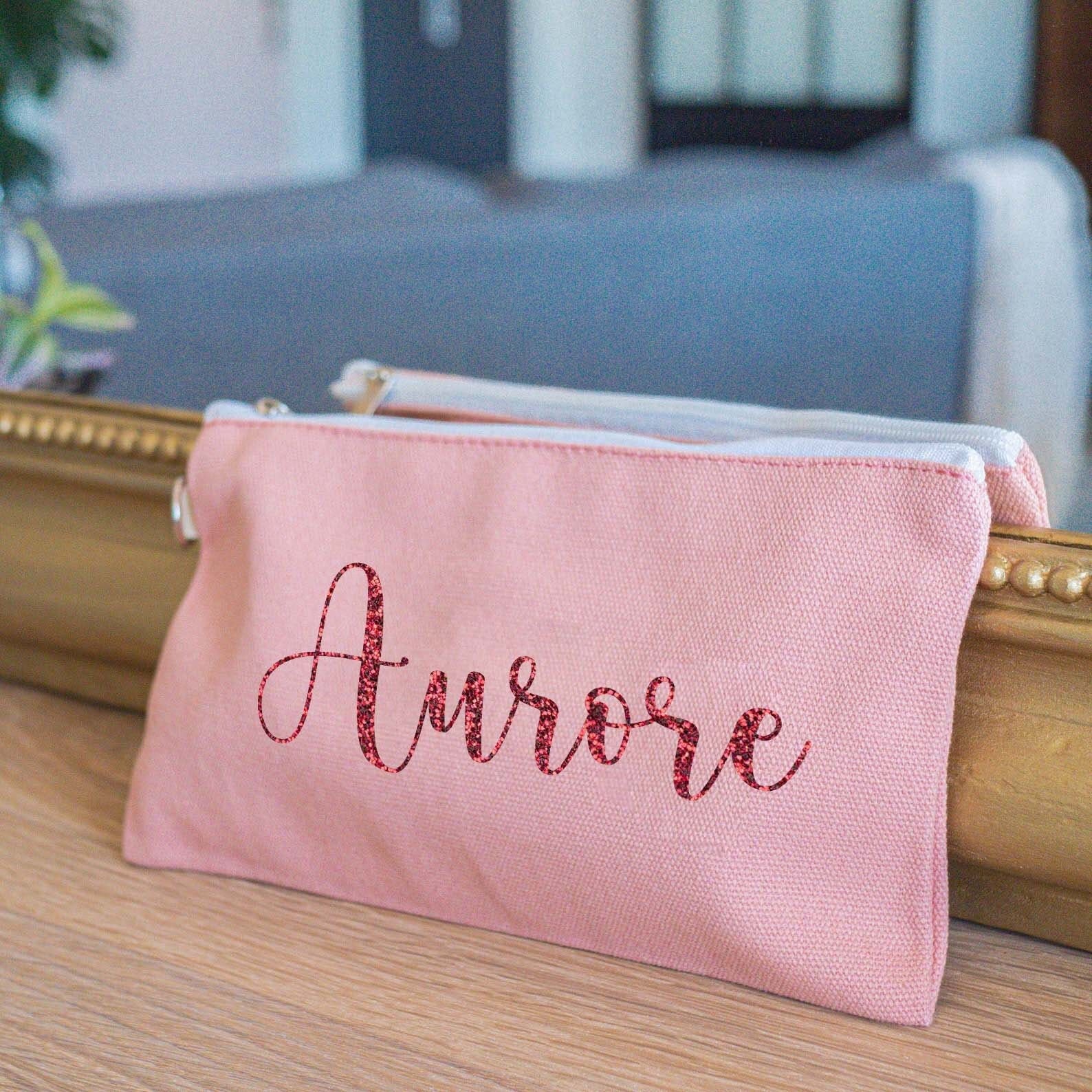 Pochette/Trousse à Zip Simple Customiser Vieux Rose