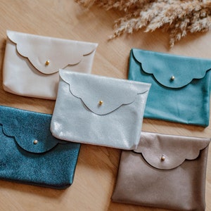 Leren paspoort-, kaart- of papieren etui / portemonnee - Glitter - Leer - Goud - Bruin - Groen - Blauw - Heren of Dames - Gemengd