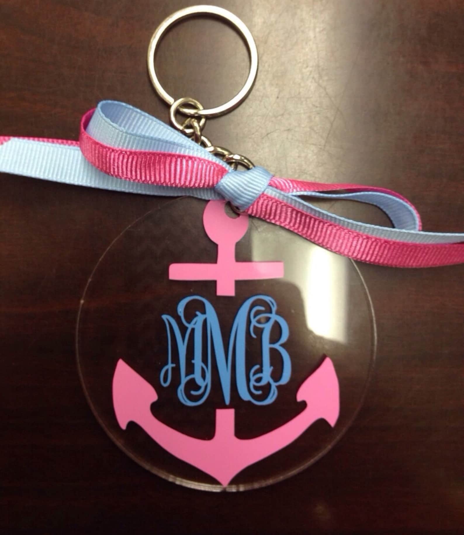 Customized Vinyl Monogrammed Keychains 3 Round Etsy