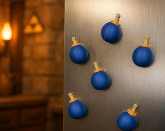 Magnetic Bomb Fridge Magnets - Adventure Game / Legend of Zelda Inspired Kitchen Decor - 3D Printed Gamer Gift - Refrigerator Magnet Set