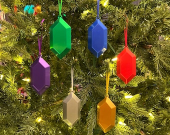 Handmade Legend of Zelda Inspired Rupee Christmas Ornaments – Set of 6 or 12 |  3D Printed Gamer Holiday Tree Decorations, Gift Idea