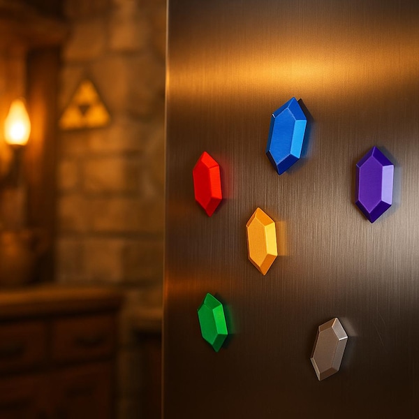 3-6 Color Magnetic Rupees, Legend of Zelda Inspired Kitchen Magnets 3D Printed Gamer Gift  6 - 18 Piece Set Fridge Magnets Nintendo Fan Gift
