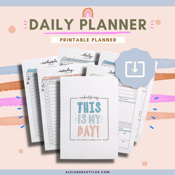 Daily Planner Printable Daily Hourly Planner Pages Inserts in | Etsy