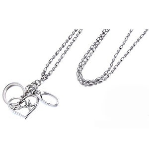 Heartbeat Heart Silver Ladies Women&#39;s ID Badge Keys Glasses Holder Necklace Lanyard Hospital RN Dr. Cardiologist Nurse Doctor CNA