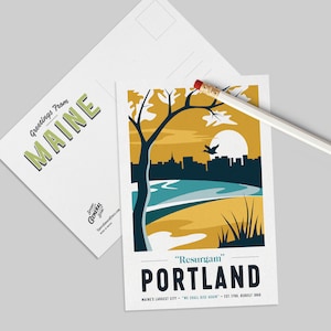 Portland Maine Postcard 5&quot;x7&quot; | Travel Postcard | Portland Postcard | Maine Postcard | Vintage Postcard