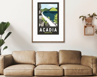 Acadia Maine Poster 16"x24" | Vintage Travel Poster | Acadia Poster |  Maine Poster | Acadia National Park | Offset Print