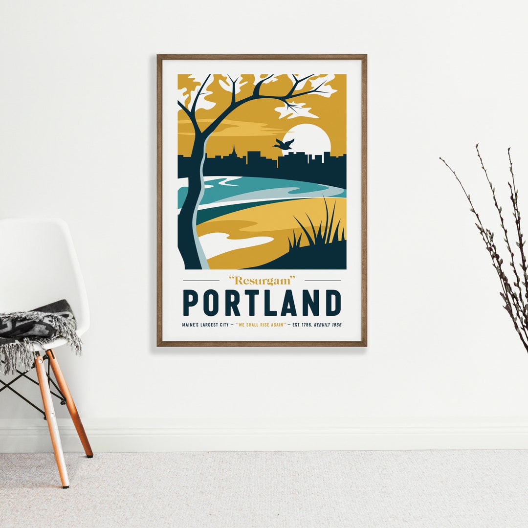 Portland Maine Poster 1624 Vintage Travel Poster Etsy