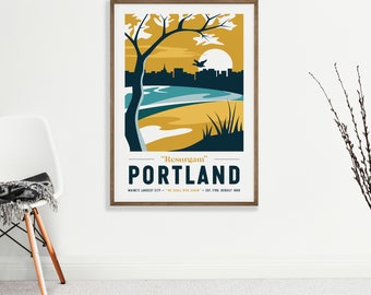 Portland Maine Poster 16"24" | Vintage Travel Poster | Portland Poster |  Maine Poster | Portland Maine | Maine Print | Offset Print