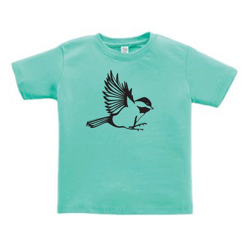 SALE Chickadee Bird Tshirt Chickadee Kids Shirt Chickadee T-shirt Teal Maine Kids Shirt Bird Shirt