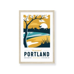 Portland Maine Print 11&quot;x17&quot; | Vintage Travel Print | Portland Print |  Maine Print | Portland Maine | Maine Print | Offset Print