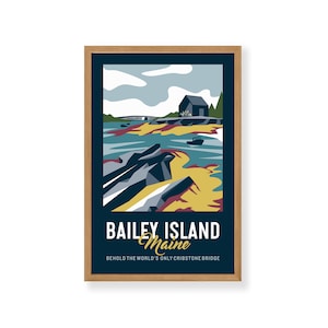 Bailey Island Maine Print | Vintage Travel Print | Ocean Print | Landscape Print | Maine Print | Bailey Island | Bailey Island Print