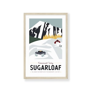 Sugarloaf Print 11&quot;x17&quot; | Vintage Travel Print | Sugarloaf Mountain Print | Maine Print | Sugarloaf Maine | Sugarloaf Mountain