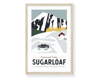 Sugarloaf Print 11"x17" | Vintage Travel Print | Sugarloaf Mountain Print | Maine Print | Sugarloaf Maine | Sugarloaf Mountain