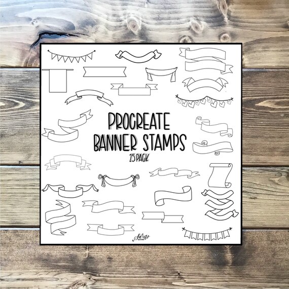 25 Pack Banner Procreate Brushes Procreate Stamps Ipad Etsy