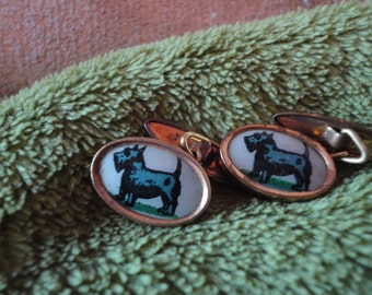 Vintage Deco gilt Scottie or Terrier dog cufflinks - c.1940