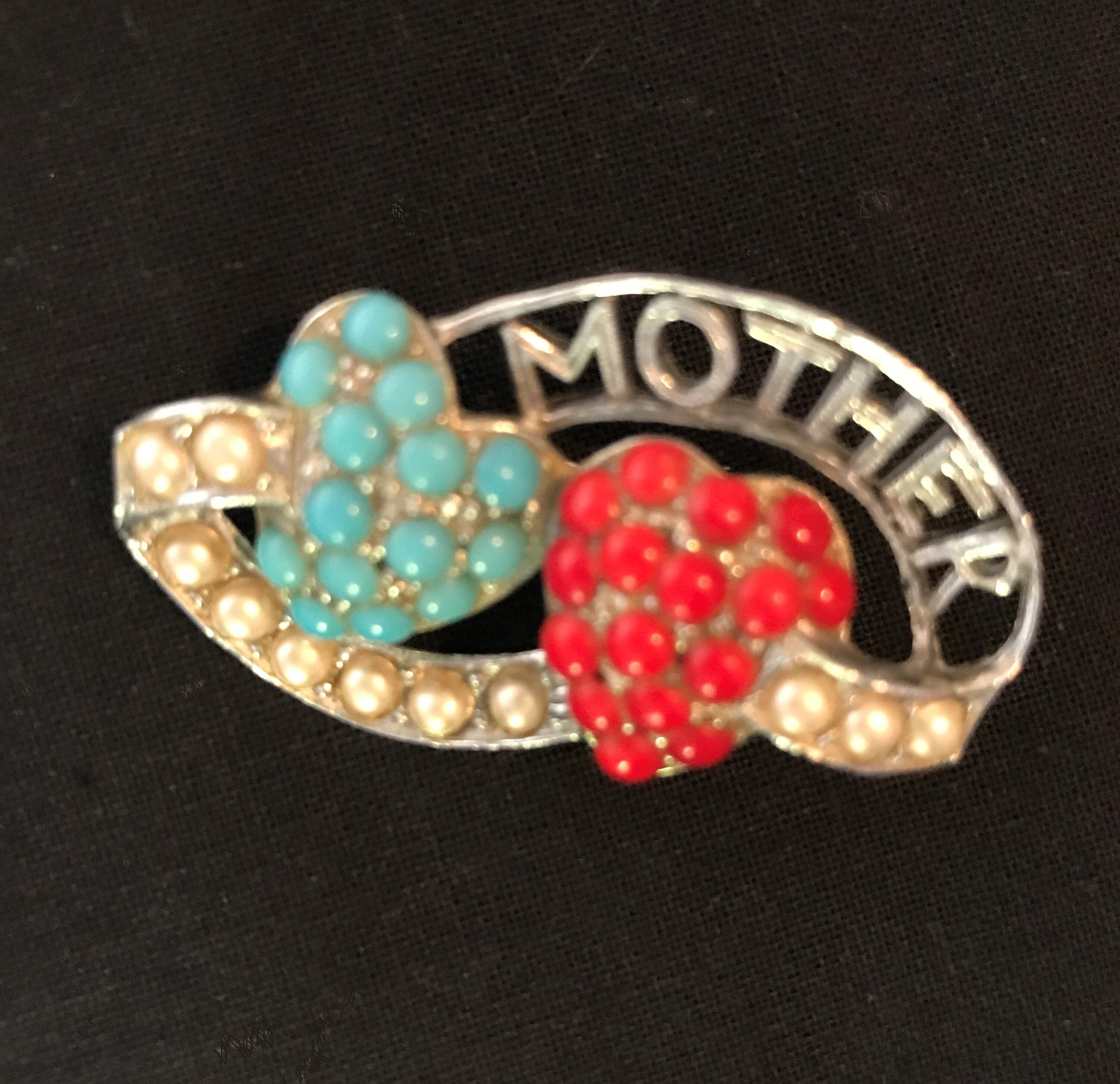 Vintage Faux Turquoise, Coral and Pearl 