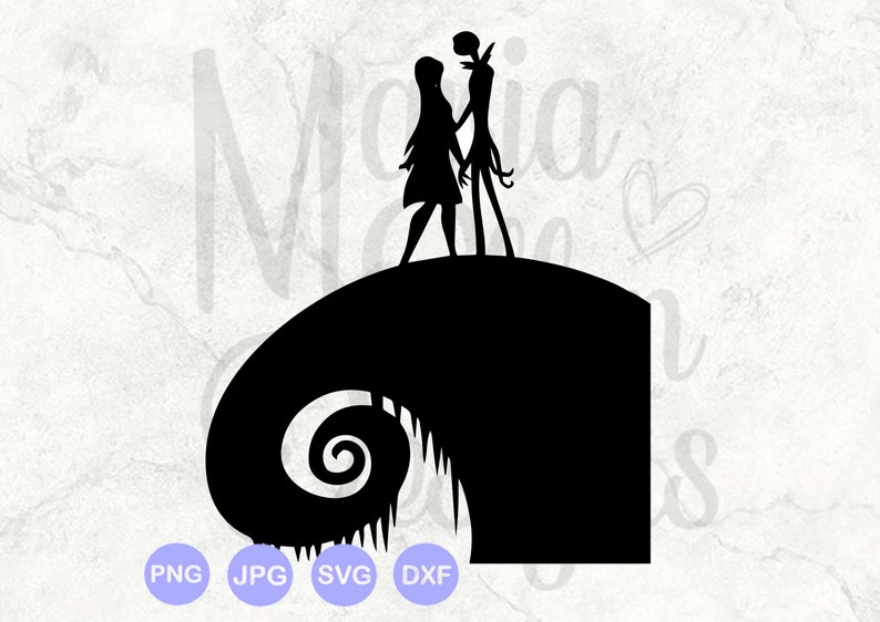 Jack Skellington and Sally svg Jack and Sally on hill svg | Etsy