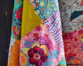 Baby boho floral 32x40 quilt, bold, girl, retro chic, teal, orange, pink, purple, chartreuse, minky, super soft, butterflies, free shipping