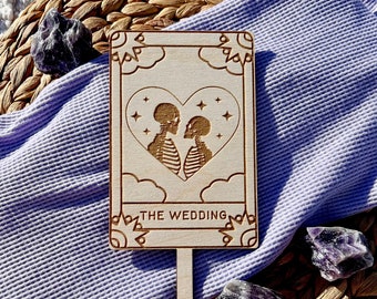 The Wedding Tarot Card Cake Topper | Gothic wedding cake topper | Halloween Wedding Decor |  Skeleton Wedding | till death do us part