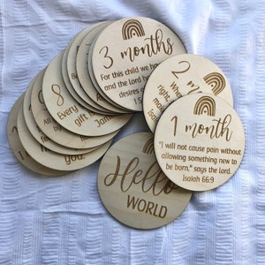 Rainbow baby Milestone Discs | Bible verse milestone Markers | Christian Milestone Plaques | Rainbow baby gift | Faith | Monthly Markers