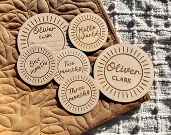 Sun baby Milestone Discs | Sunshine milestone Markers | Baby Milestone Plaques | New baby gift | Monthly Markers