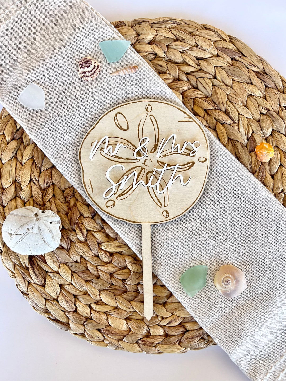Sand Dollar Custom Wedding Cake Topper | Personalized Topper for ...
