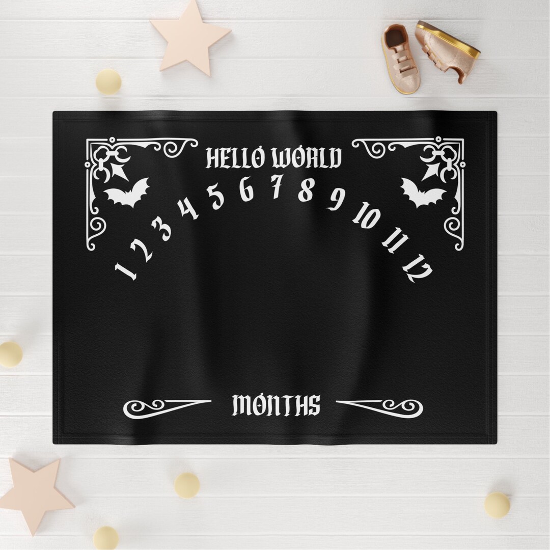 Black Ouija Board Baby Milestone Blanket Goth Baby Announcement Witchy
