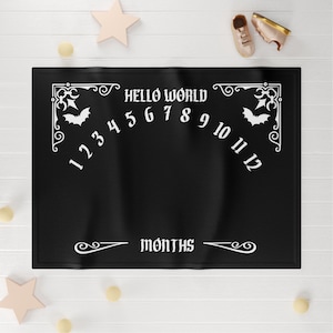 Black Ouija Board Baby Milestone Blanket | Goth Baby Announcement | Witchy Baby Blanket | Alternative Baby Decor