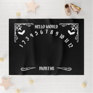 Black Ouija Board Baby Milestone Blanket | Goth Baby Announcement | Witchy Baby Blanket | Alternative Baby Decor