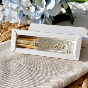 Custom name mini perfume bottle (10ml) | bridesmaid proposal gift | wedding guest favor | wedding party present | personalized atomizer
