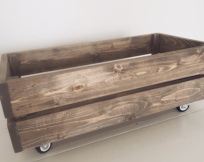 Wood crate/Storage crate/Crate/Wood storage box/Storage bin/Under bed storage/Wood box on casters