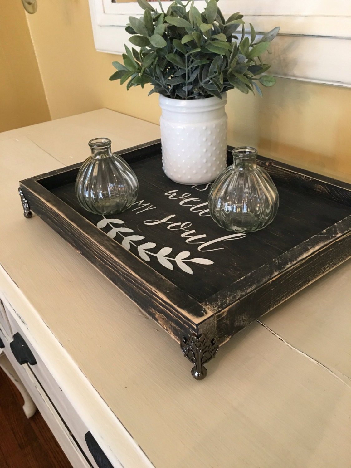 Wood tray/Buffet tray/Tray/It is well with my decor