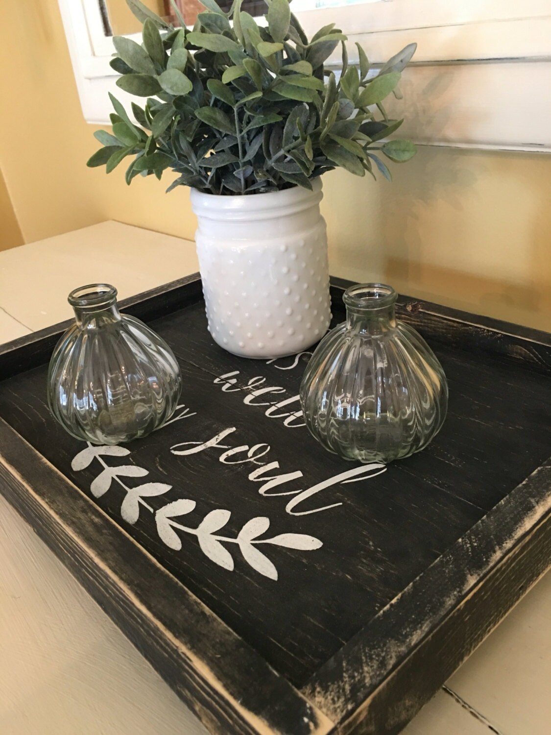 Wood tray/Buffet tray/Tray/It is well with my decor