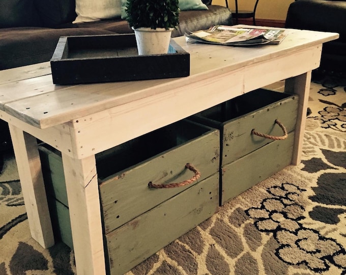 Wood coffee table/Coffee table/Distressed coffee table/Wood table/Entry bench/Mudroom bench/Farmhouse table