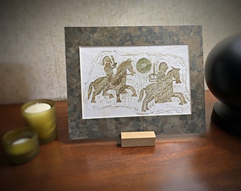 Celtic Historic Aberlemno Stone Rubbing 8x10 Unframed Battle of Nechtansmere Hand Carved Plate Custom Wax