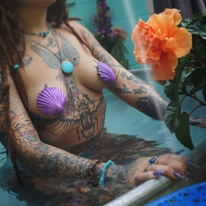 Clamshell 3d Nipple Pasties | Burlesque Fashion Nipple Covers Cosplay Mermaid Festival Fashion Accessories *LATEX FREE*
