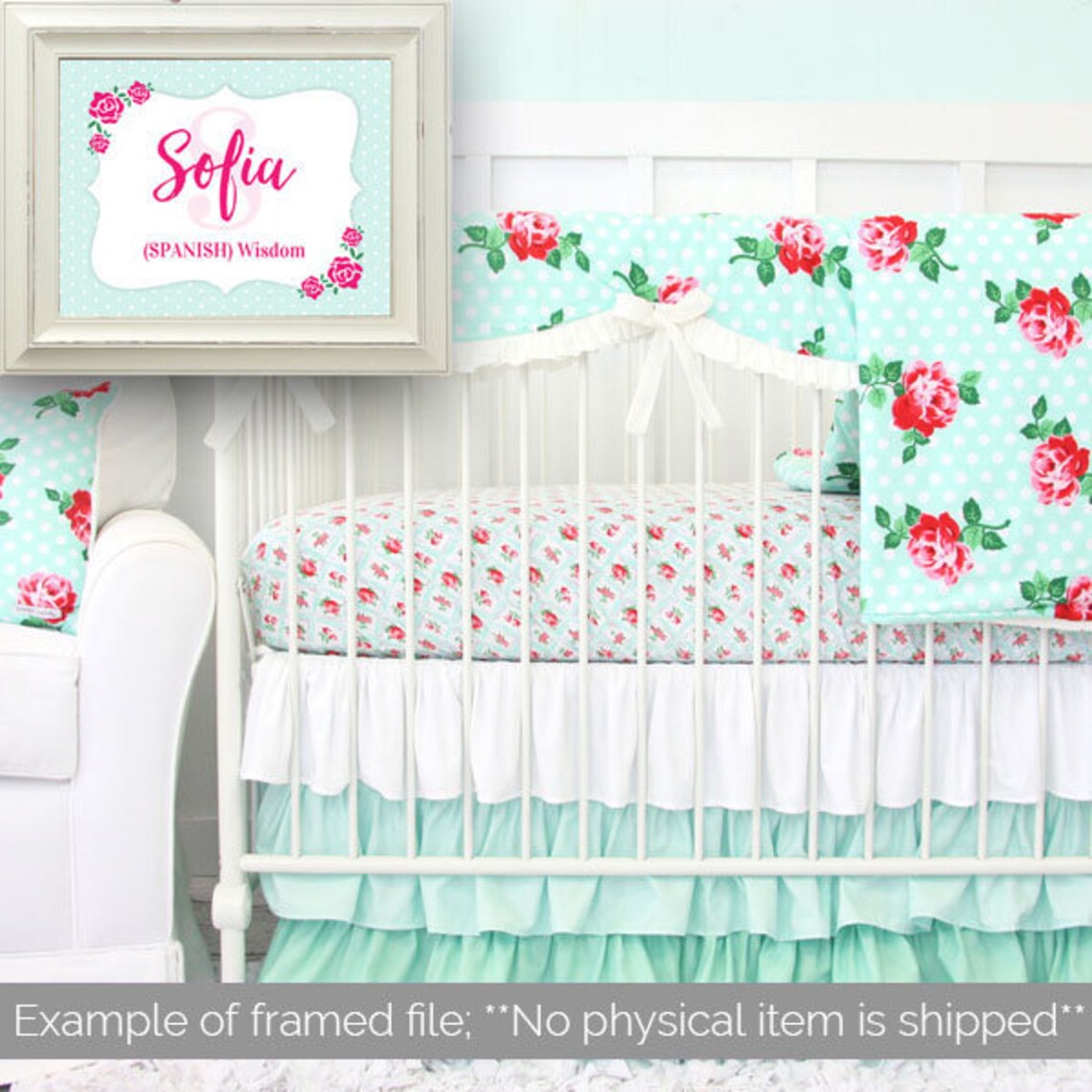DIGITAL Baby Name Meaning M2M Caden Lane Mint Rose Bedding Etsy