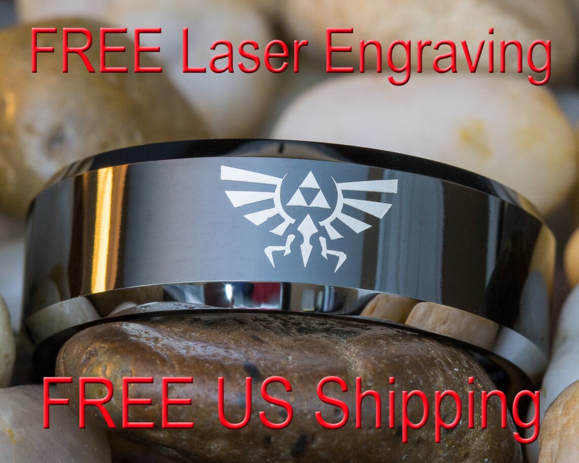 Wolfram-Ehering 8mm zwei getönte schwarz abgeschrägte Legende | Etsy