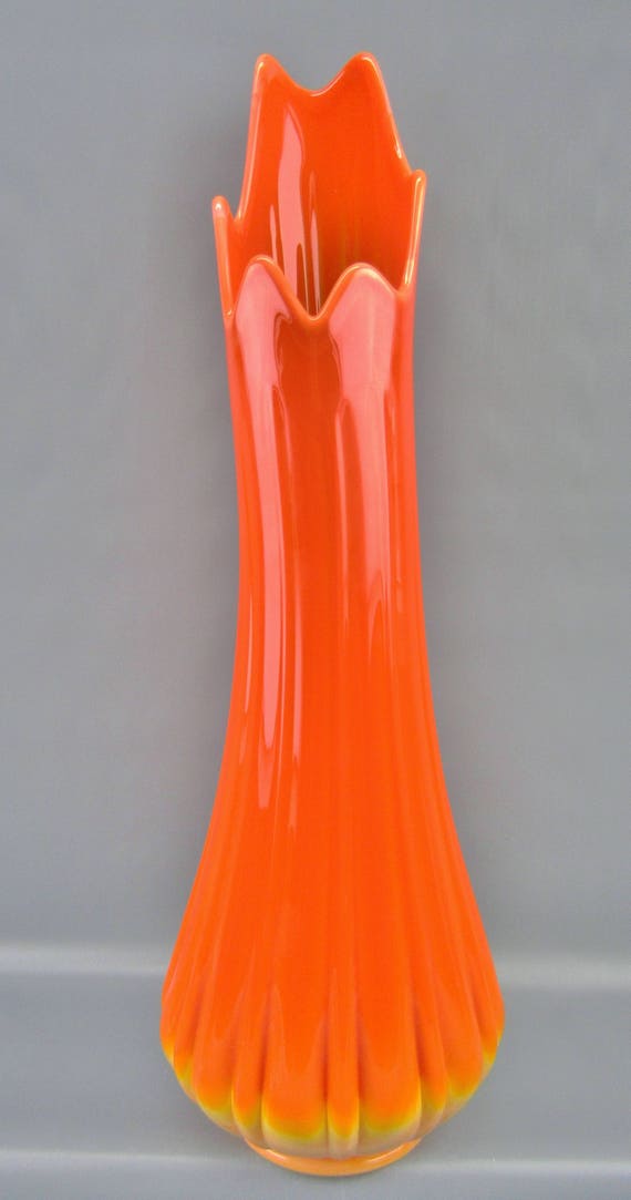Art Glass L E Smith HUGE Simplicity Vase in Bittersweet Orange il 570xN 2q3r