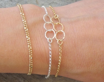 Pulsera para hermanas, delicada pulsera de eslabones entrelazados, pulsera de la amistad para 2, 3 o 4 personas, pulsera circular, regalo para 3 hermanas, regalo de amistad para 4 personas.
