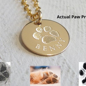 Actual paw print necklace, Dog mom gift, Paw necklace with engraving, Custom paw print, Personalized dog paw necklace, Engravable dog print